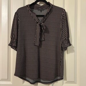 Adrianna Papell Black and White Patterned Blouse